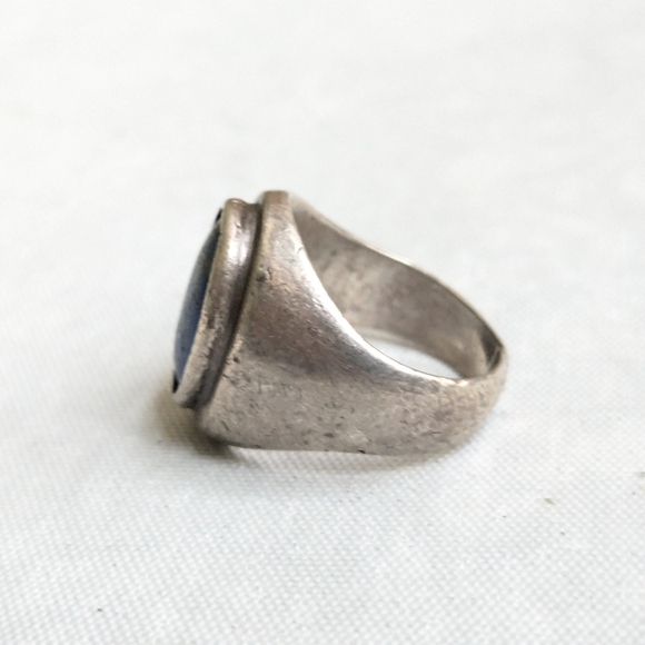 Vintage Sterling Silver Ring Lapis Lazuli Oval Cabochon Size 8.25 Blue - Picture 3 of 13